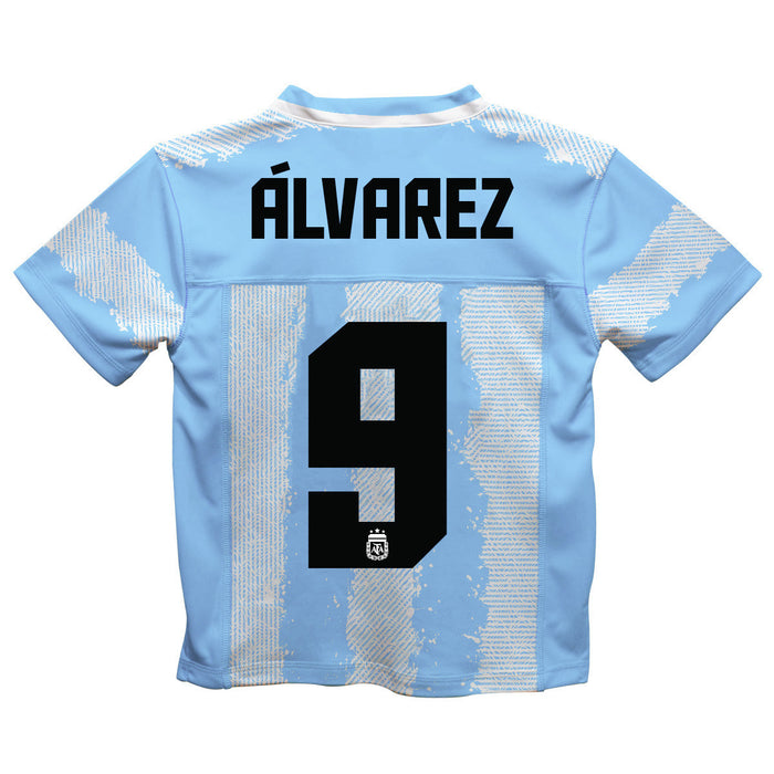 Argentina National Team Julian Alvarez Game Day Light Blue Boys Stripes Fashion Football Jersey