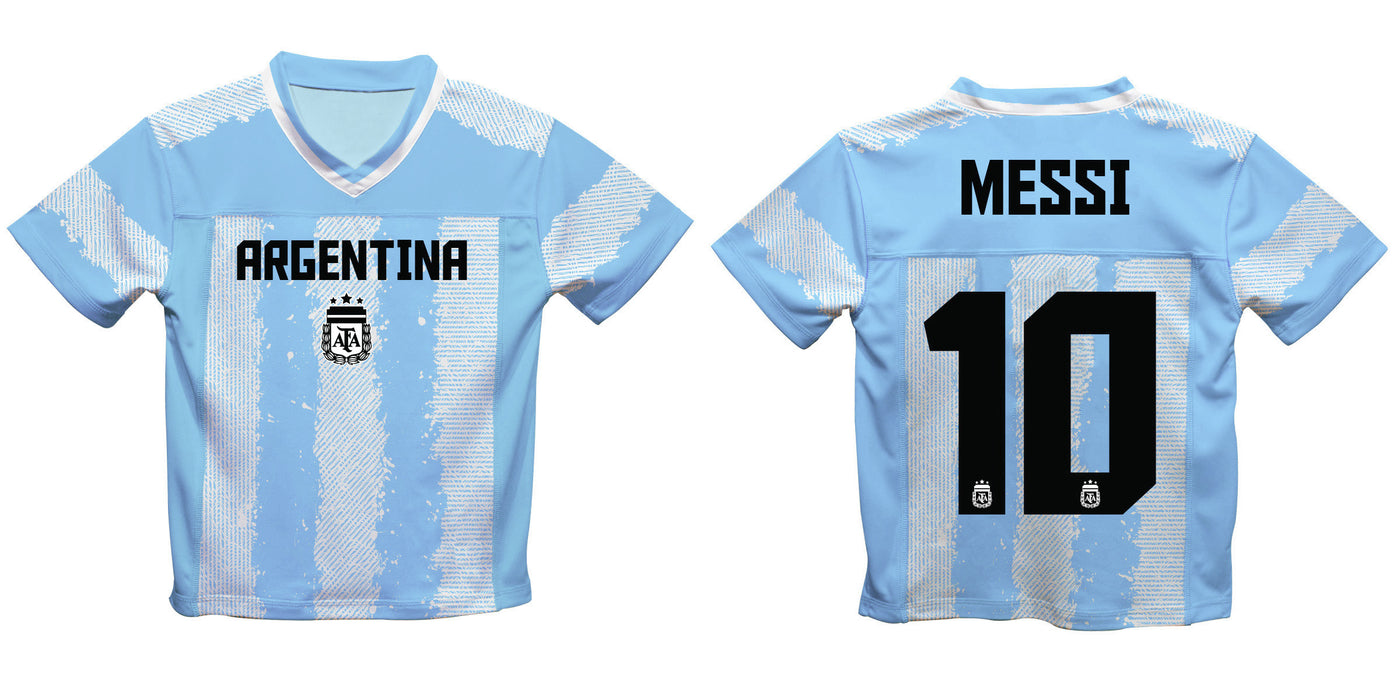 Argentina National Team Lionel Messi Game Day Light Blue Boys Stripes Fashion Football Jersey