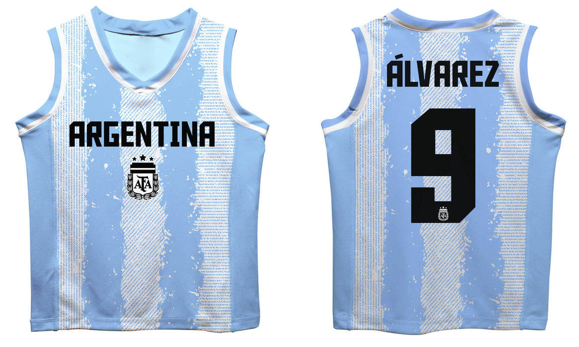 Argentina National Team Julian Alvarez Boys Stripe Fashion Basketball Jersey