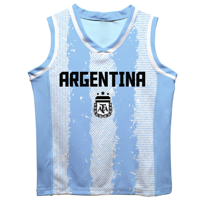 Argentina National Team Lionel Messi Boys Stripe Fashion Basketball Top