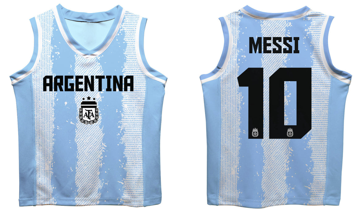 Argentina National Team Lionel Messi Boys Stripe Fashion Basketball Jersey