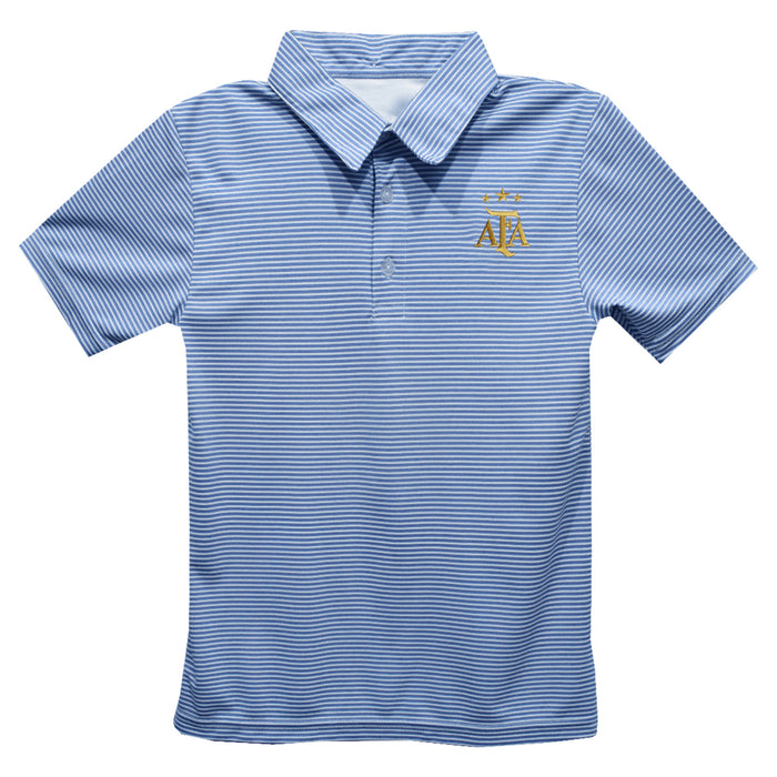 Argentina National Team Embroidered Light Blue Stripes Short Sleeve Polo Box Shirt