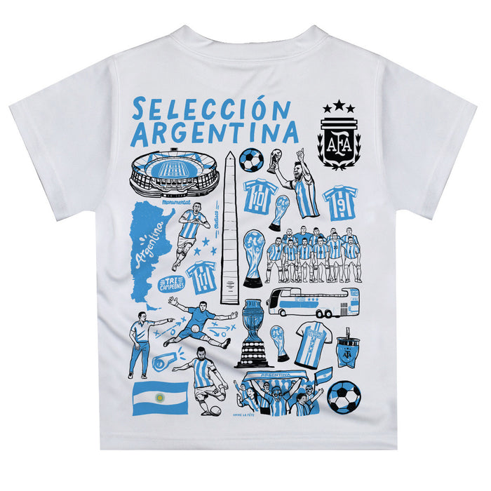 Argentina National Team Boys White Impressions Artwork Short Sleeve Tee Shirt Solid