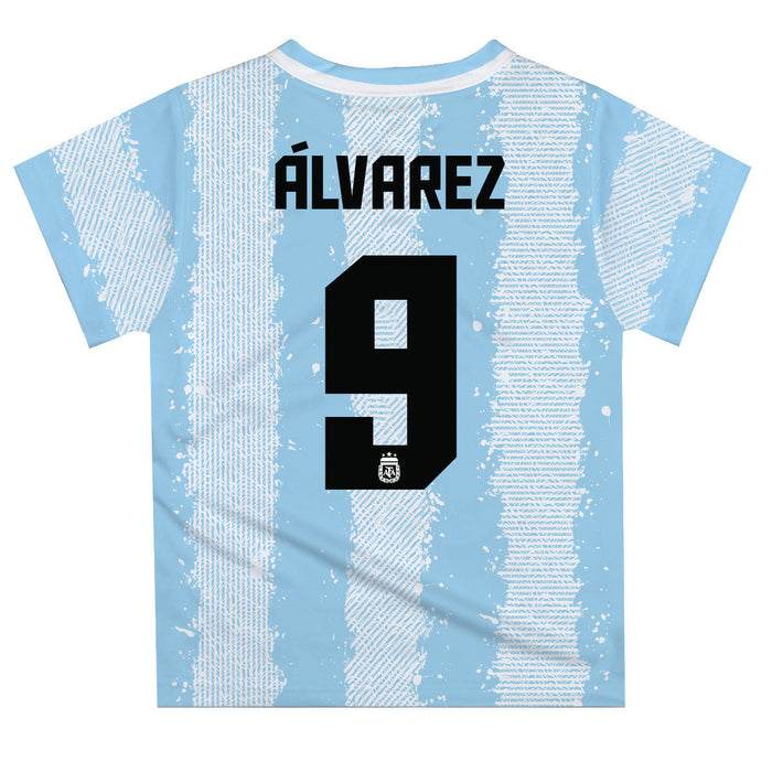 Argentina National Team Julian Alvarez Boys Game Day Light Blue With White Short SleeveTee