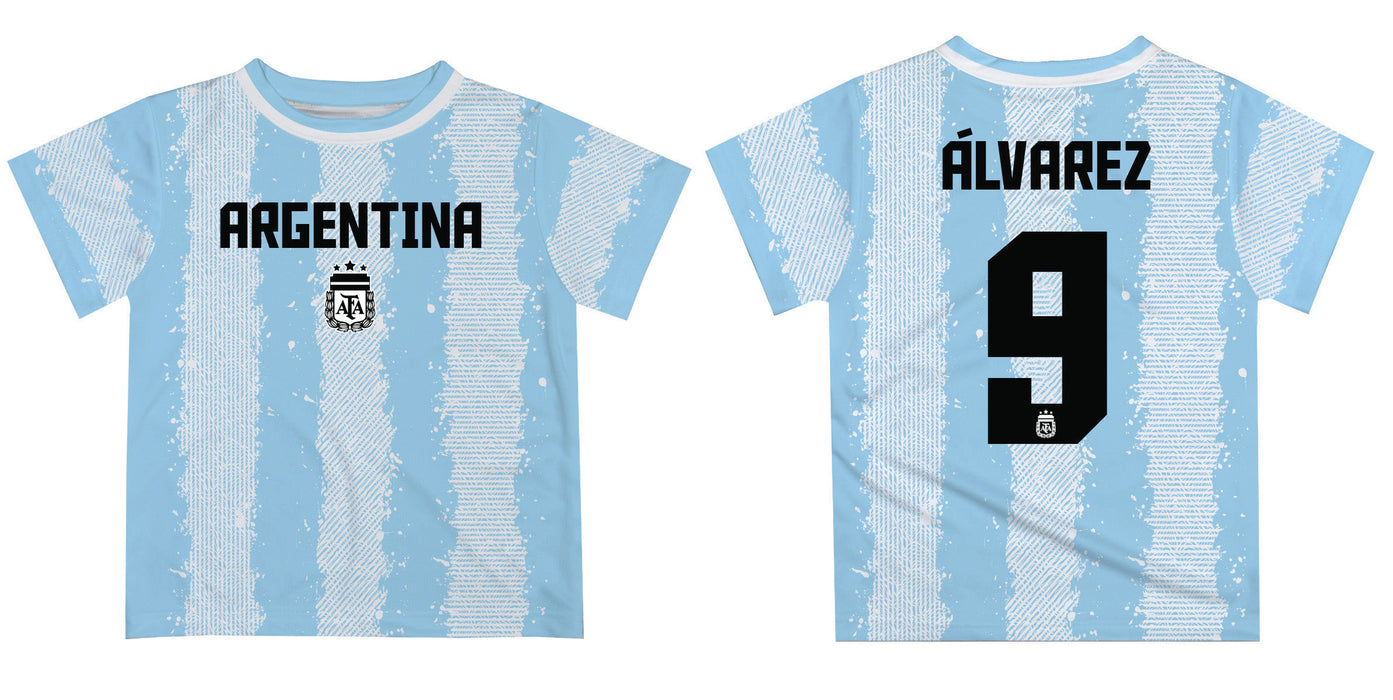 Argentina National Team Julian Alvarez Boys Game Day Light Blue With White Short SleeveTee