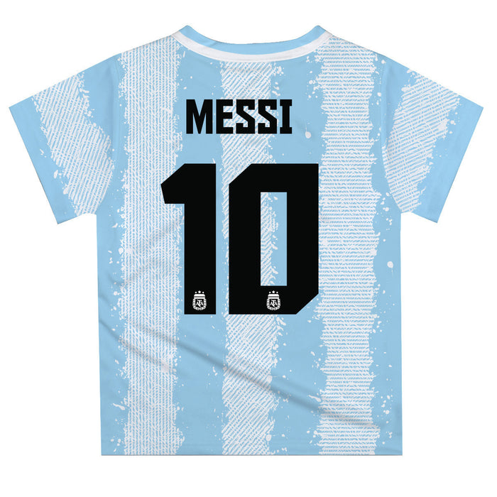 Argentina National Team Lionel Messi Boys Game Day Light Blue With White Short SleeveTee