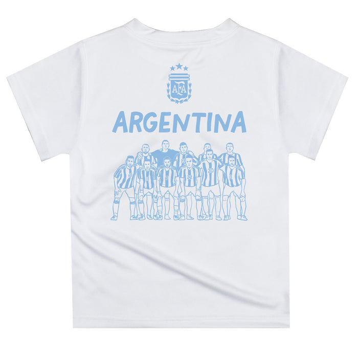 Argentina National Team Design Soccer on Front Impressions Artwork Boys White Short Sleeve Tee Shirt