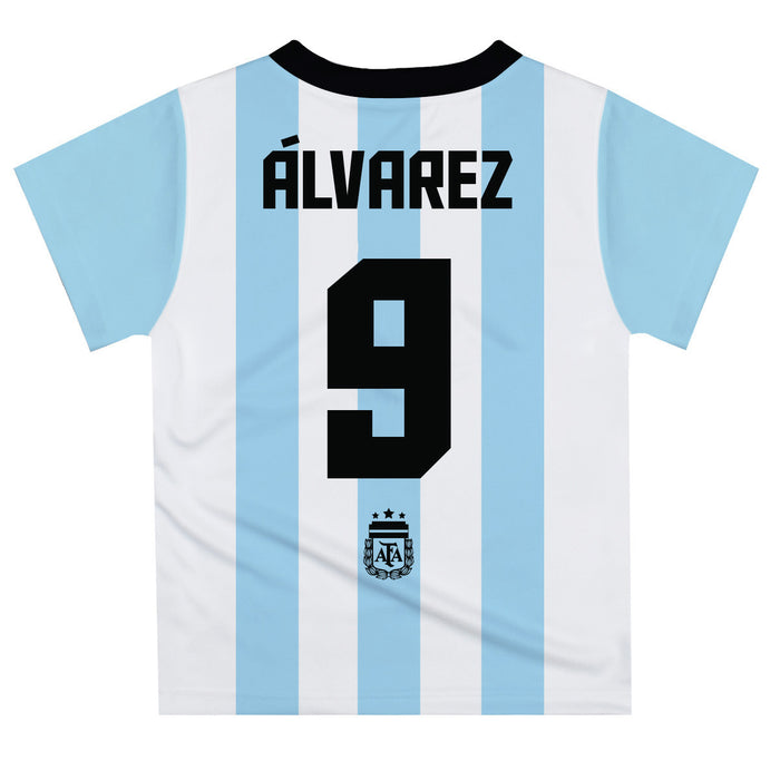 Argentina National Team Julian Alvarez Boys Game Day Light Blue With White Short SleeveTee