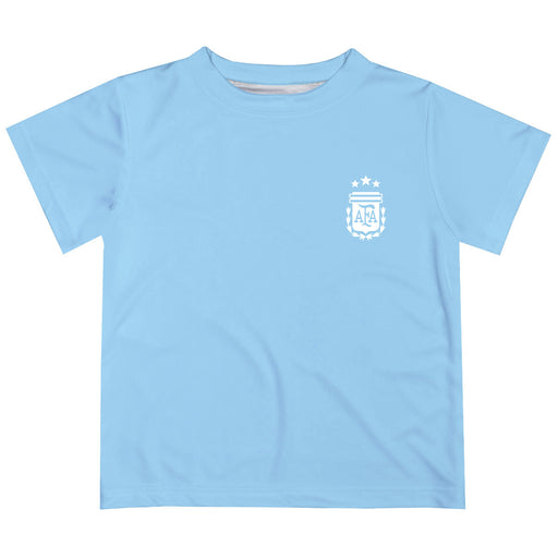 Argentina National Team Design Soccer on Front Impressions Artwork Boys Light Blue Short Sleeve Tee Shirt