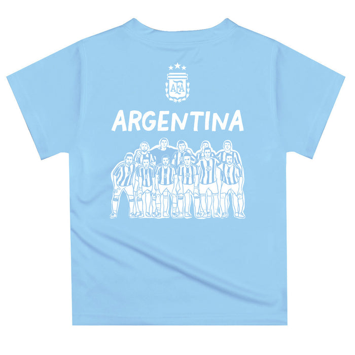 Argentina National Team Design Soccer on Front Impressions Artwork Boys Light Blue Short Sleeve Tee Shirt