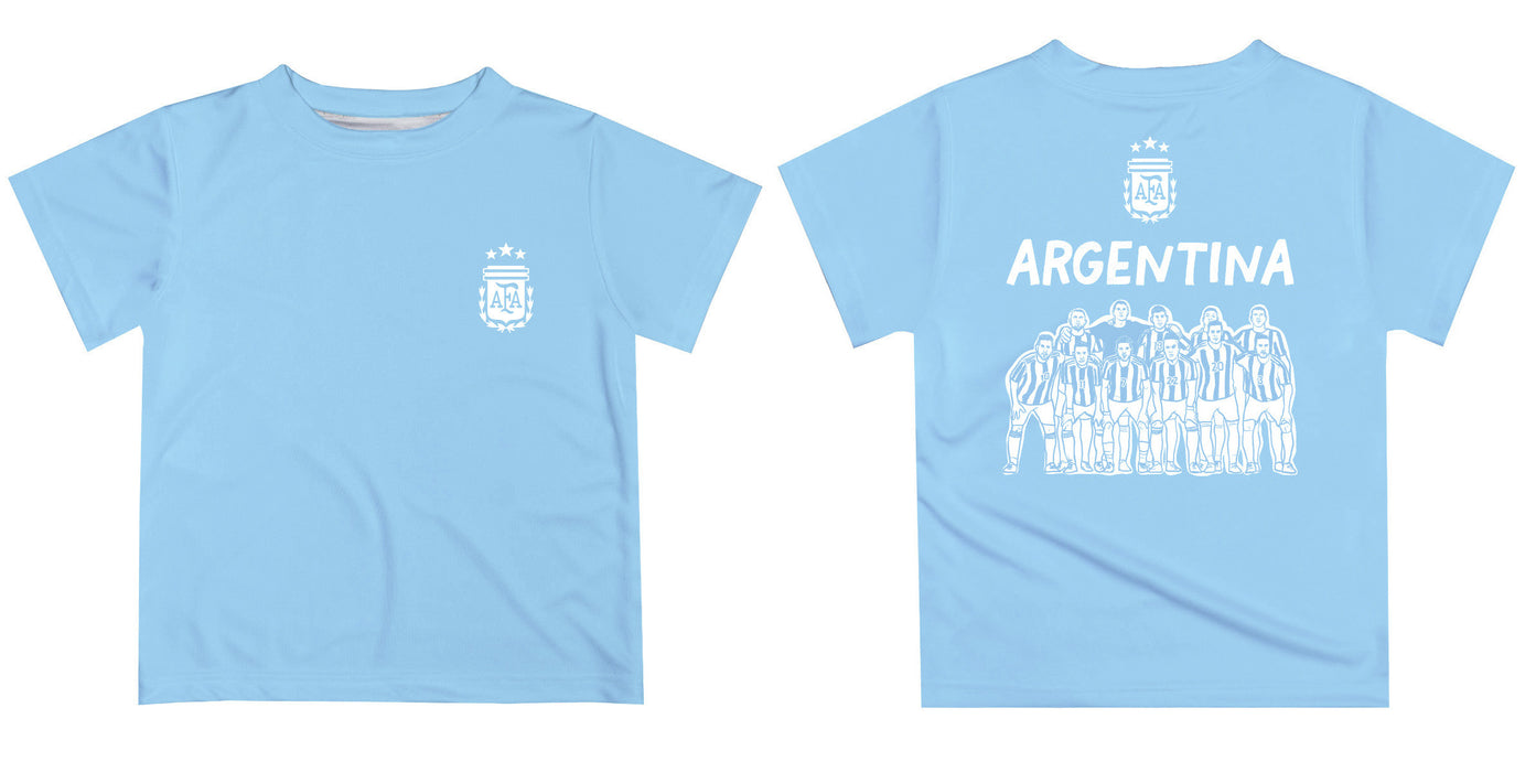 Argentina National Team Design Soccer on Front Impressions Artwork Boys Light Blue Short Sleeve Tee Shirt