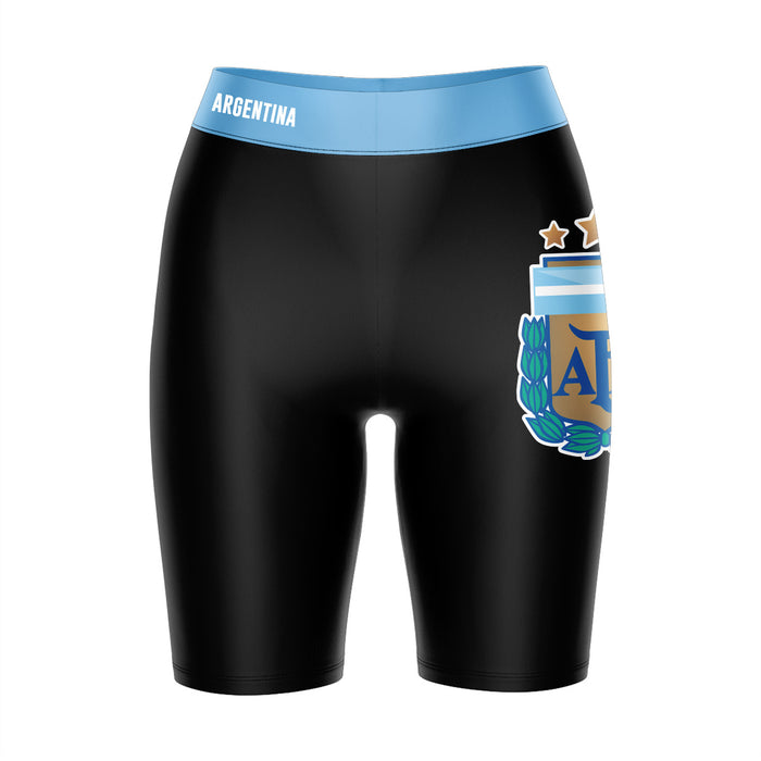 Argentina National Team Game Day Logo on Thigh and Waistband Black Women Bike Short 9 Inseam"