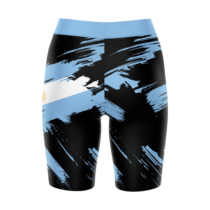 Argentina National Team Brush design Black And Ligth Blue  Women Bike Short 9 Inseam"