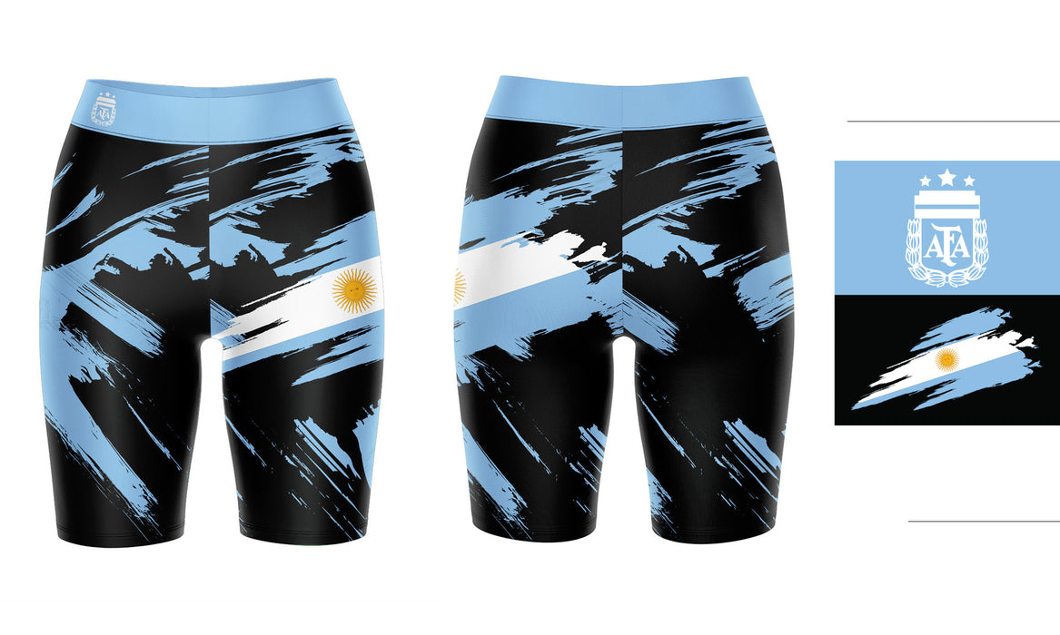 Argentina National Team Brush design Black And Ligth Blue  Women Bike Short 9 Inseam"