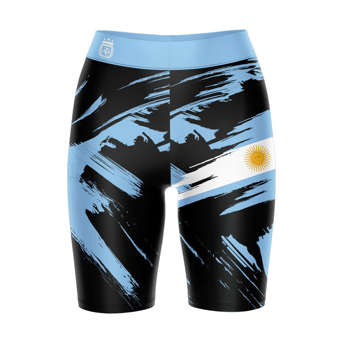 Argentina National Team Brush design Black And Ligth Blue  Women Bike Short 9 Inseam"