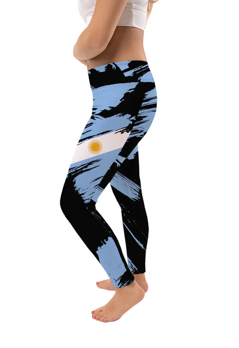 Argentina National Team Brush Design Women Black Yoga Leggings