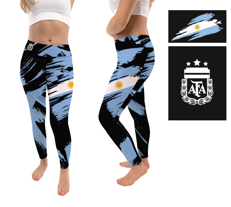 Argentina National Team Brush Design Women Black Yoga Leggings