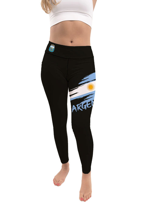 Argentina National Team Flag Brush Design Women Black Yoga Leggings