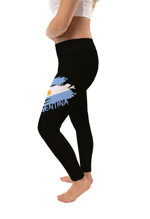 Argentina National Team Flag Brush Design Women Black Yoga Leggings