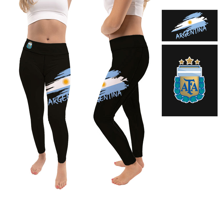 Argentina National Team Flag Brush Design Women Black Yoga Leggings