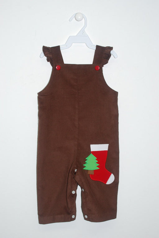 Xmas Stocking Applique Girl's Overall