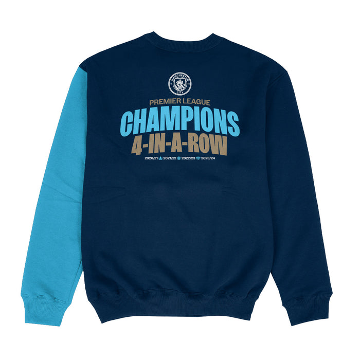 Manchester City Boys 4 Champions In A Row Sweatshirt Pullover Top