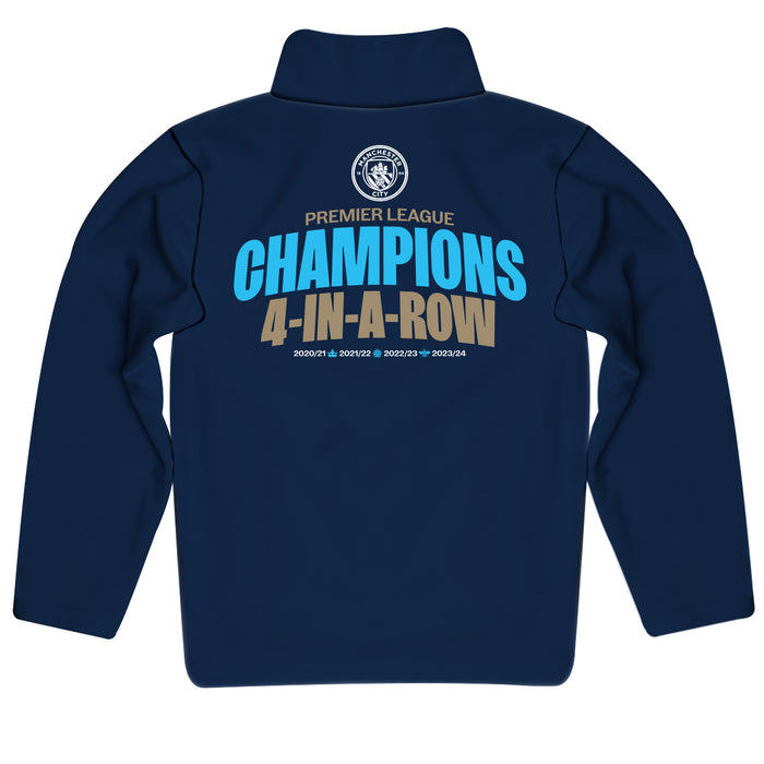 Manchester City Boys 4 Champions In A Row Quarter Zip Pullover Top