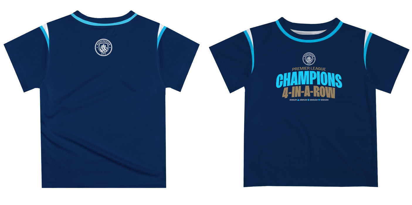 Manchester City Boys 4 Champions In A Row T-Shirt