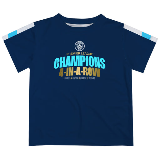 Manchester City Boys 4-Champions-In-A-Row T-Shirt V2