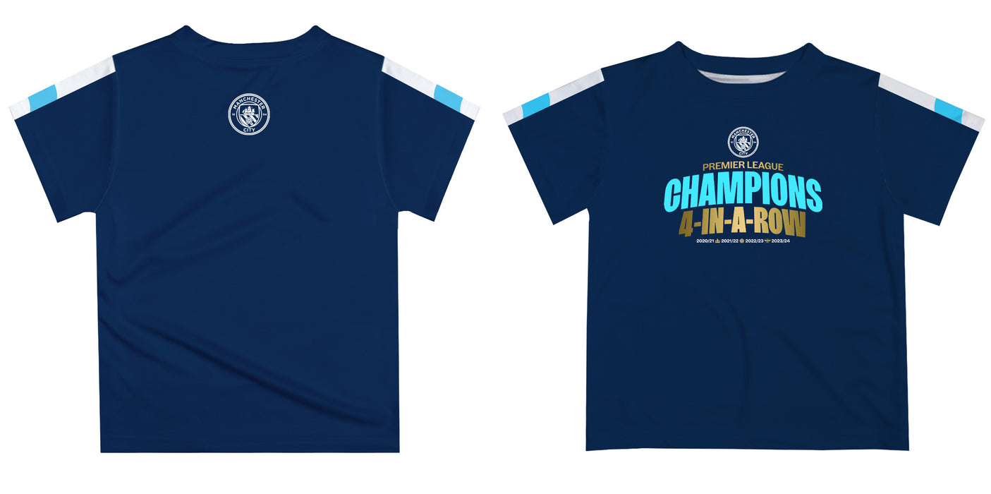 Manchester City Boys 4 Champions In A Row T-Shirt V2