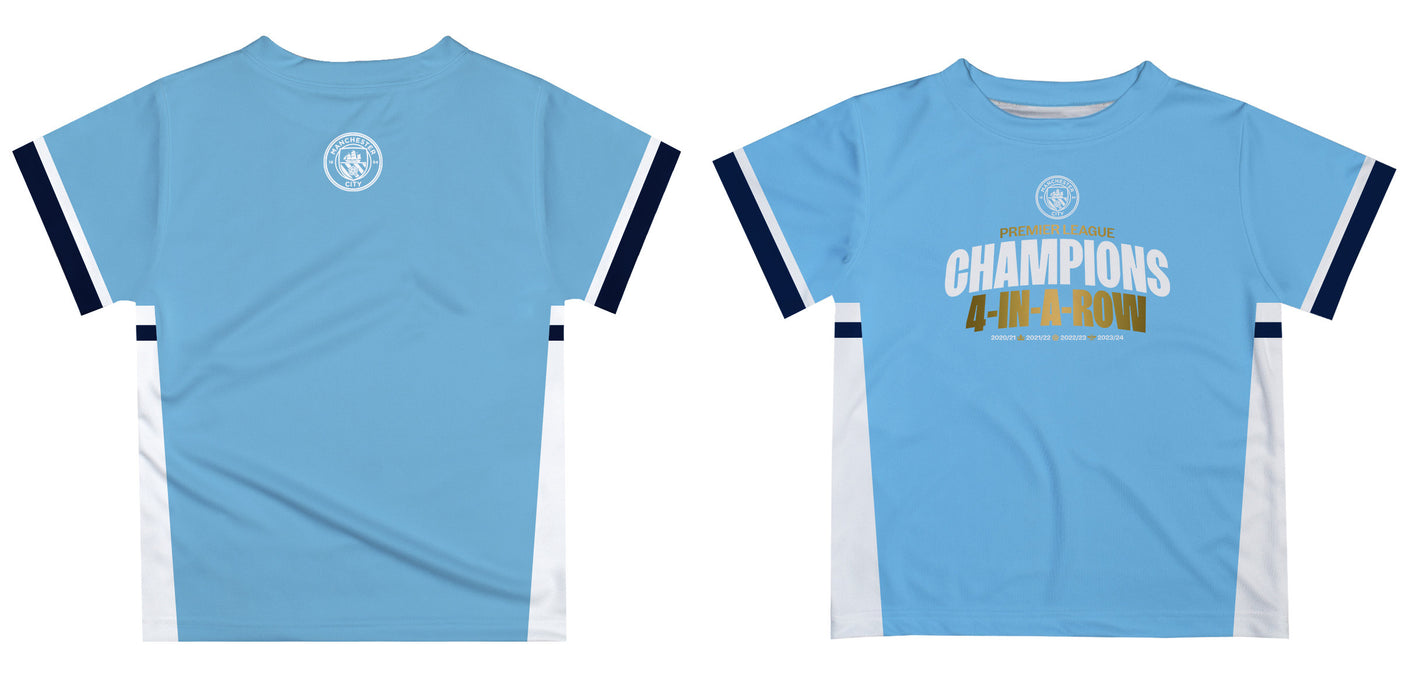 Manchester City Boys 4 Champions In A Row T-Shirt V3