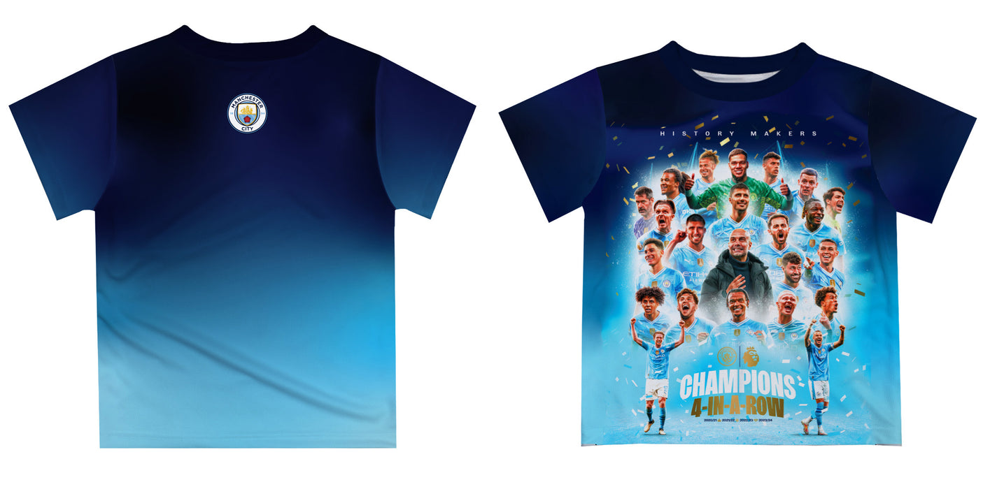 Manchester City Boys 4 Champions In A Row T-Shirt V4