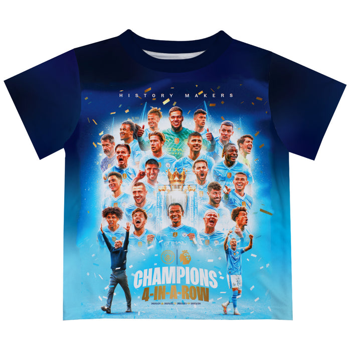 Manchester City Boys 4-Champions-In-A-Row T-Shirt V5