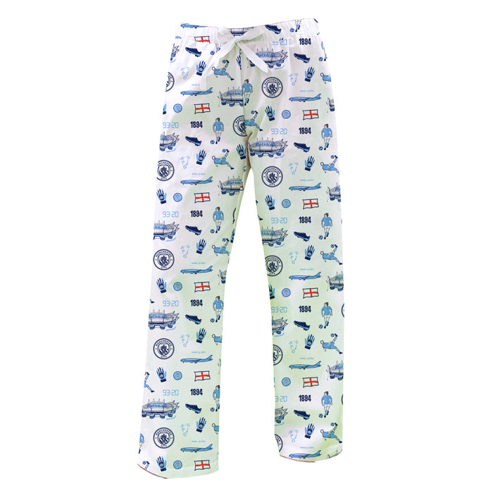 Manchester City Repeat Print Hand Sketched Impressions Artwork Womens White Lounge Pants