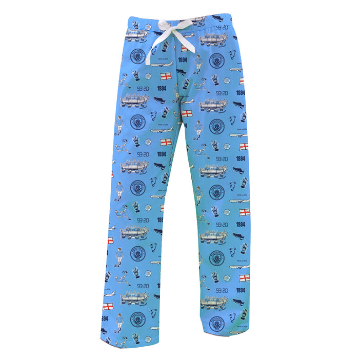 Manchester City Repeat Print Hand Sketched Impressions Artwork Womens Light Blue Lounge Pants