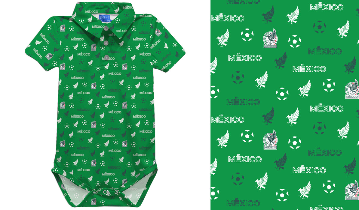 Mexico National Soccer Team Repeat Logo Green Short Sleeve Polo Onesie