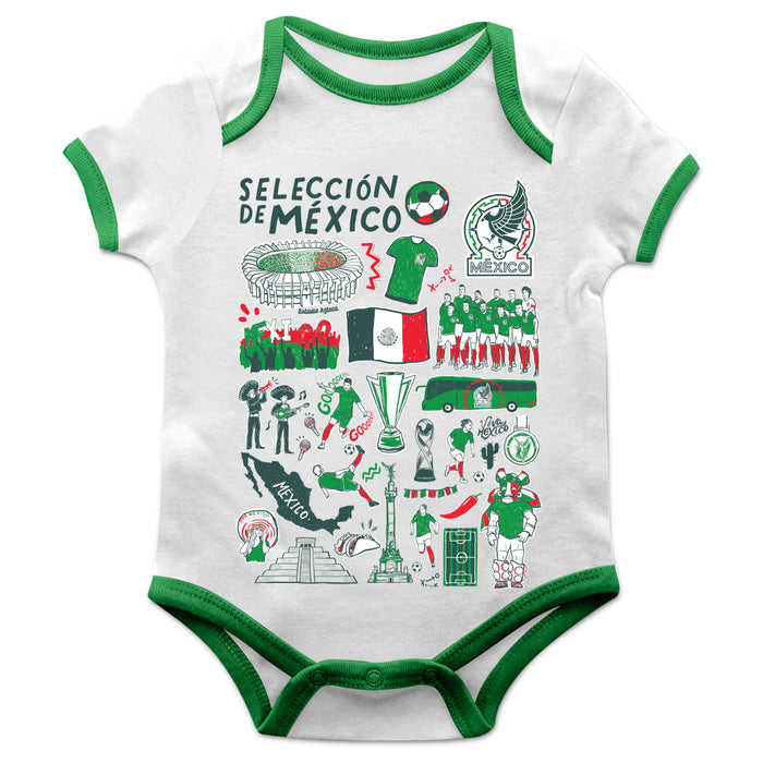 Mexico National Soccer Team Impressions Artwork Infant White Short Sleeve Onesie Bodysuit