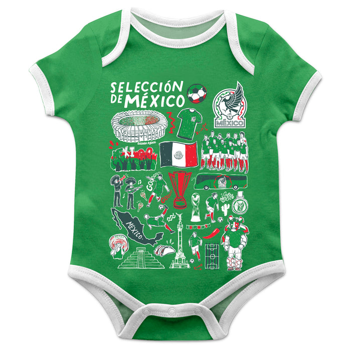 Mexico National Soccer Team Impressions Artwork Infant White Short Sleeve Onesie Bodysuit