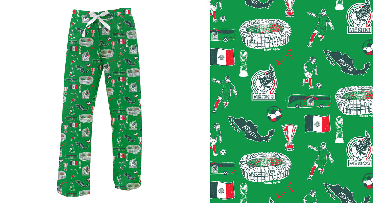 Mexico National Soccer Team Repeat Print Hand Sketched Impressions Artwork Womens Lounge Pants