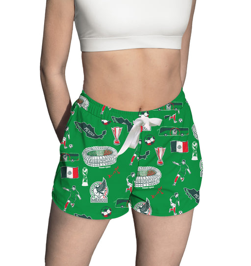 Mexico National Soccer Team Vive La Fete Impressions Artwork Womens Green Lounge Shorts