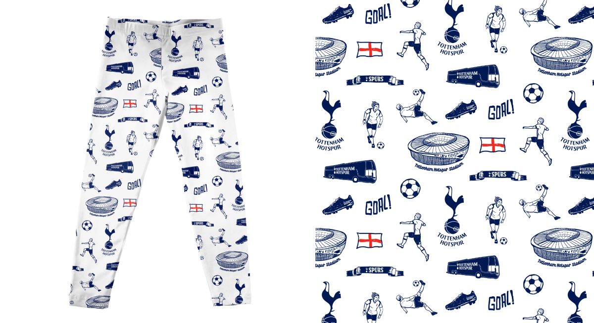 Tottenham Hotspur Repeat Print Hand Sketched Impressions Artwork Print Leggings Tights