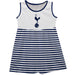 Tottenham Girls Sleeveless Tank Dress Solid White And Blue Logo Stripes on Skirt