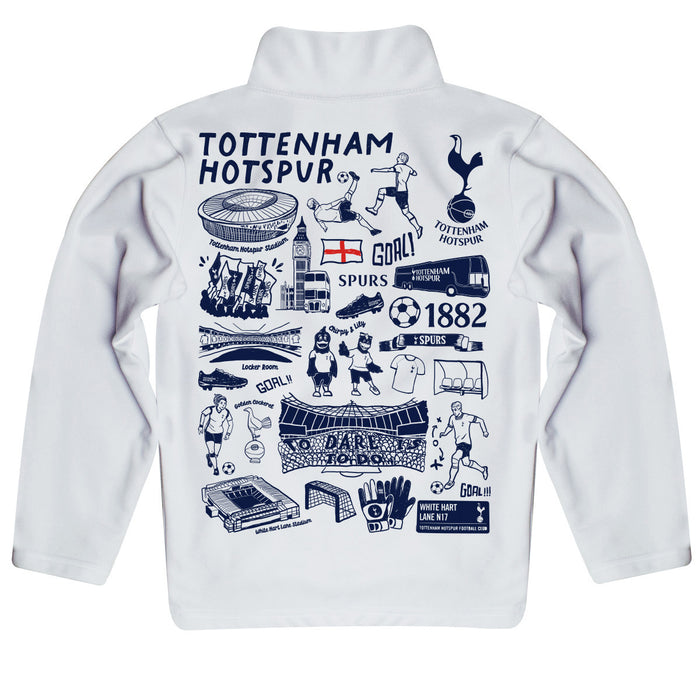 Tottenham Hotspur Hand Sketched Vive La Fete Impressions Artwork White Boys Quarter Zip Pullover