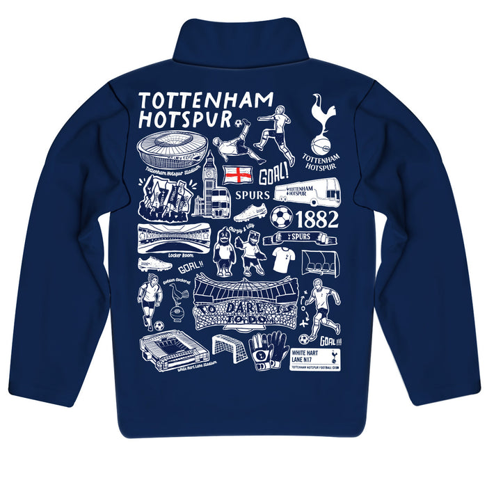 Tottenham Hotspur Hand Sketched Vive La Fete Impressions Artwork Navy Boys Quarter Zip Pullover