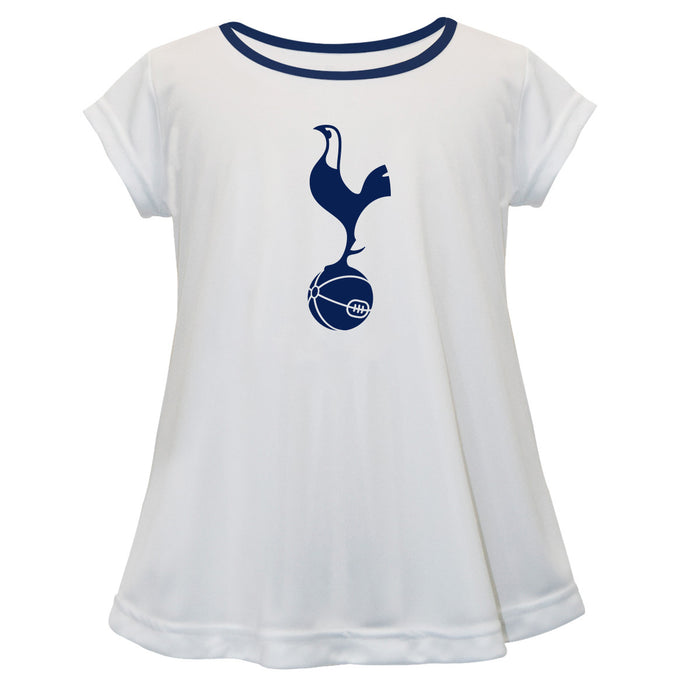 Tottenham Hotspur Short Sleeve Girls Navy Top With Logo On Chest.