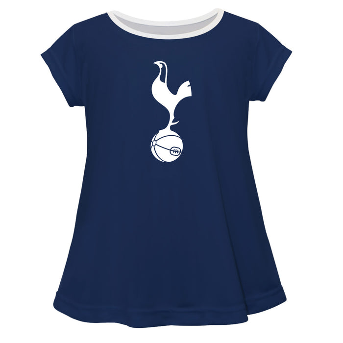 Tottenham Hotspur Vive La Fete Girls Short Sleeve Navy Top with Big Logo on Chest