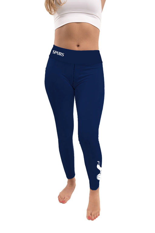 Tottenham Vive La Fete Sublimated Solid Color and logo on ankle Women Navy Yoga Leggings