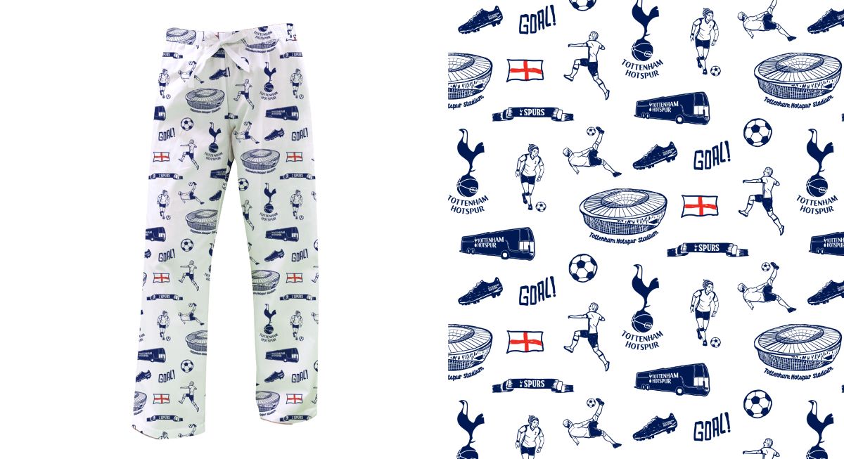 Tottenham Repeat Print Hand Sketched Vive La Fete Impressions Artwork Womens White Lounge Pants