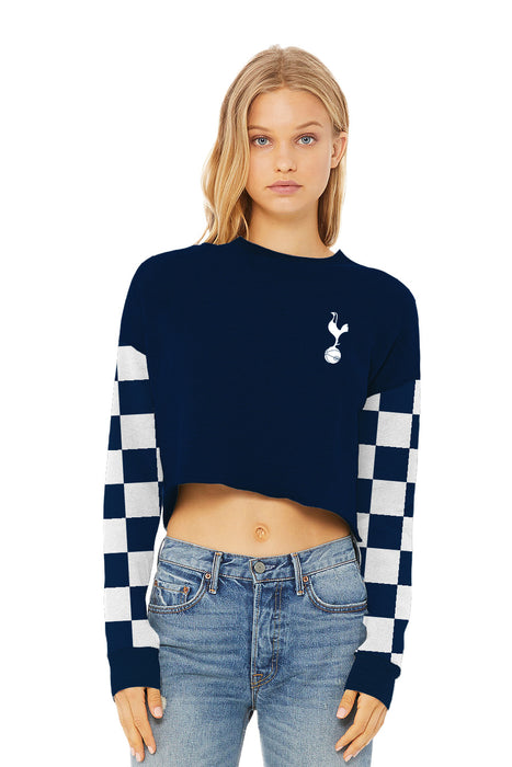 Tottenham Women Navy Cropped Crew Neck With Color Block