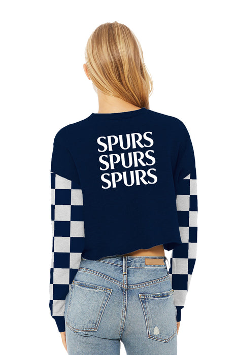 Tottenham Women Navy Cropped Crew Neck With Color Block